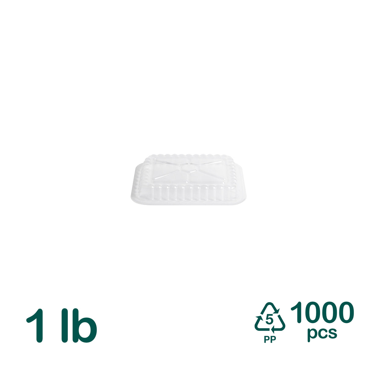 Plastic Dome Lids for 1LB Aluminum Oblong Containers, 1000 pcs