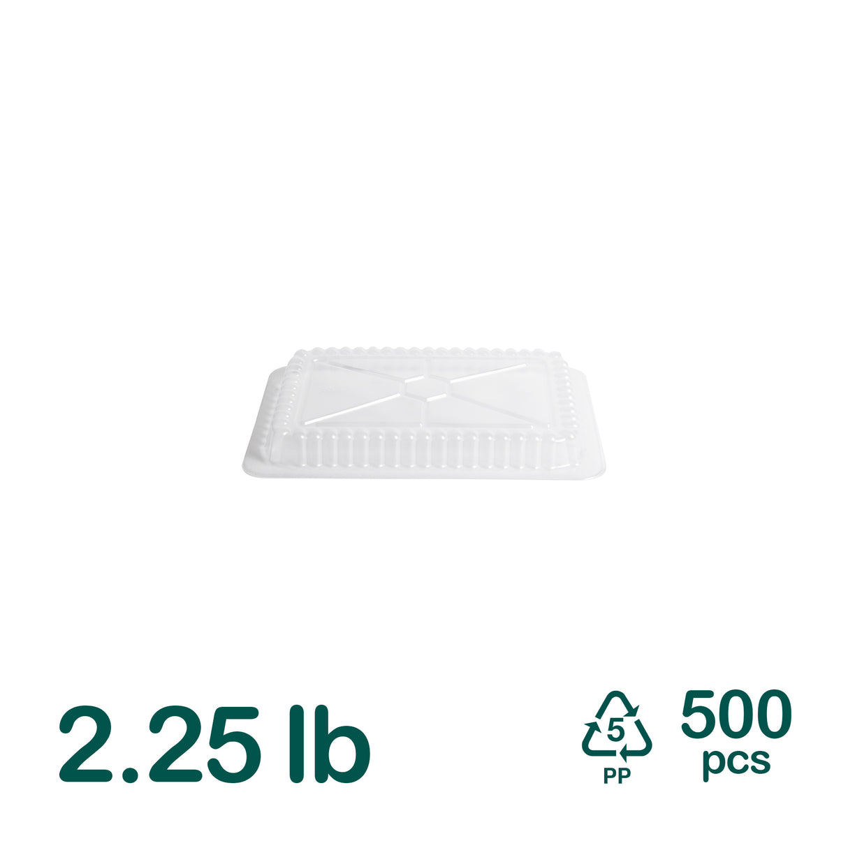 Plastic Dome Lids for 2.25LB Aluminum Oblong Containers, 500 pcs