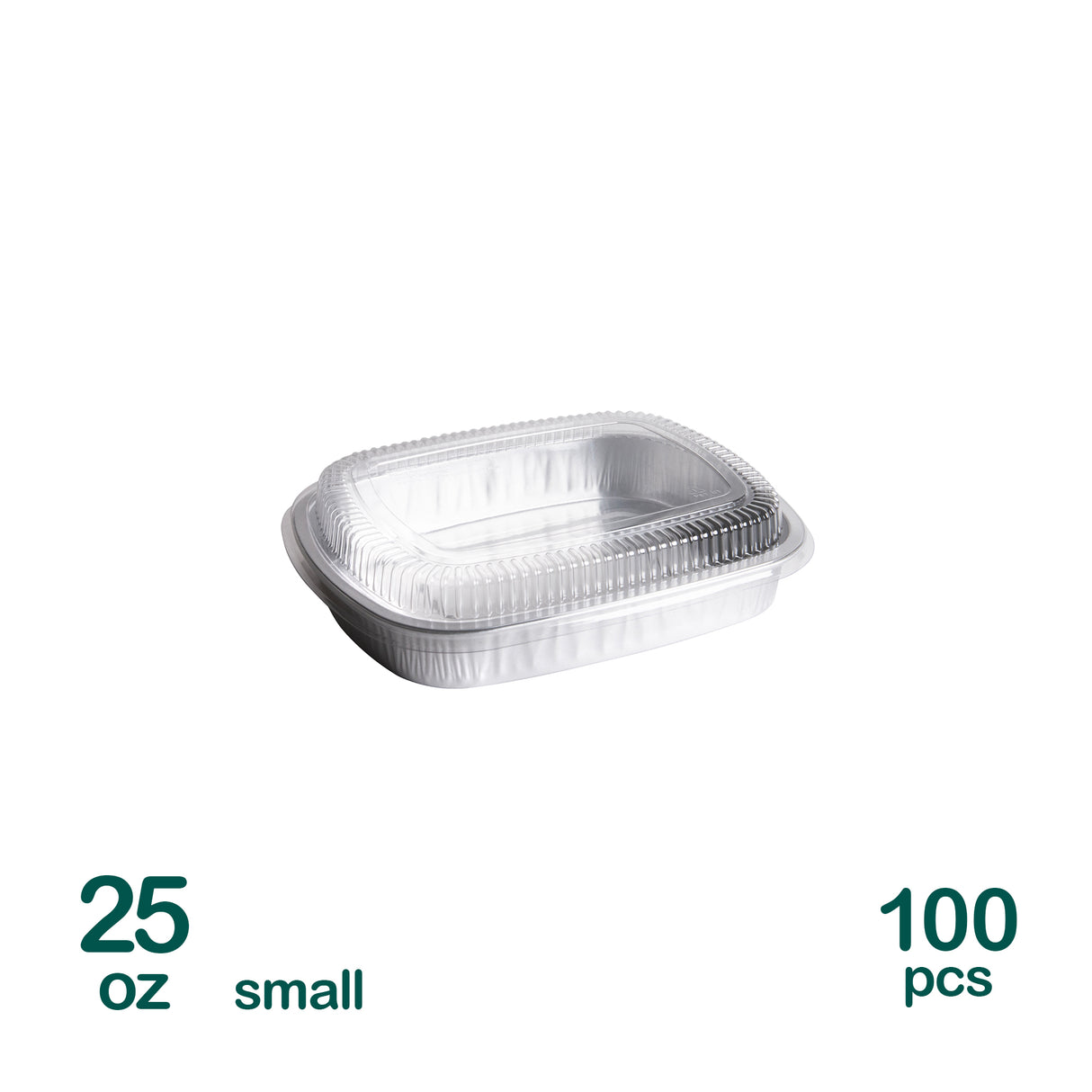 25oz Aluminum Smooth Wall Containers with Lids, 100 sets