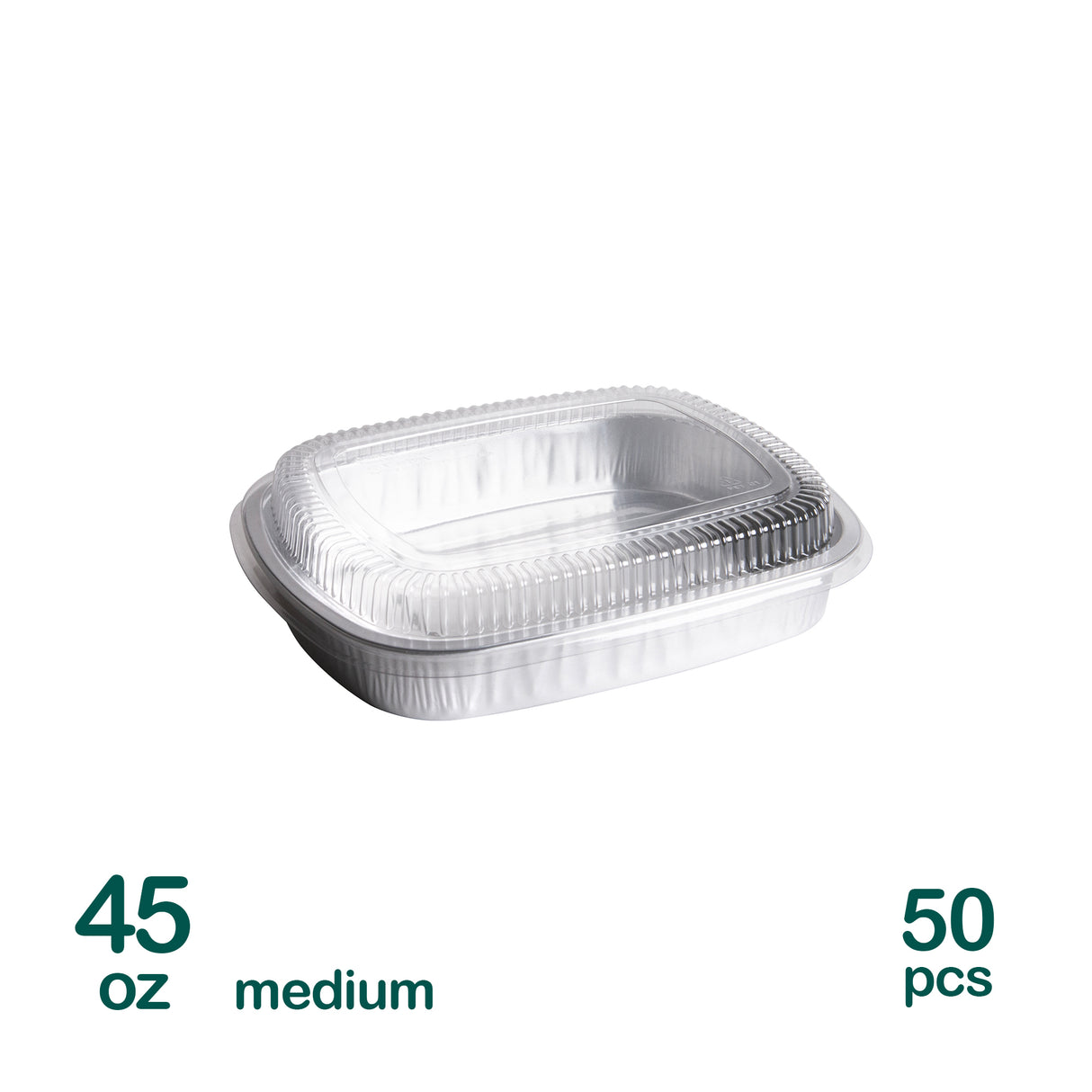 45oz Aluminum Smooth Wall Containers with Lids, 50 sets