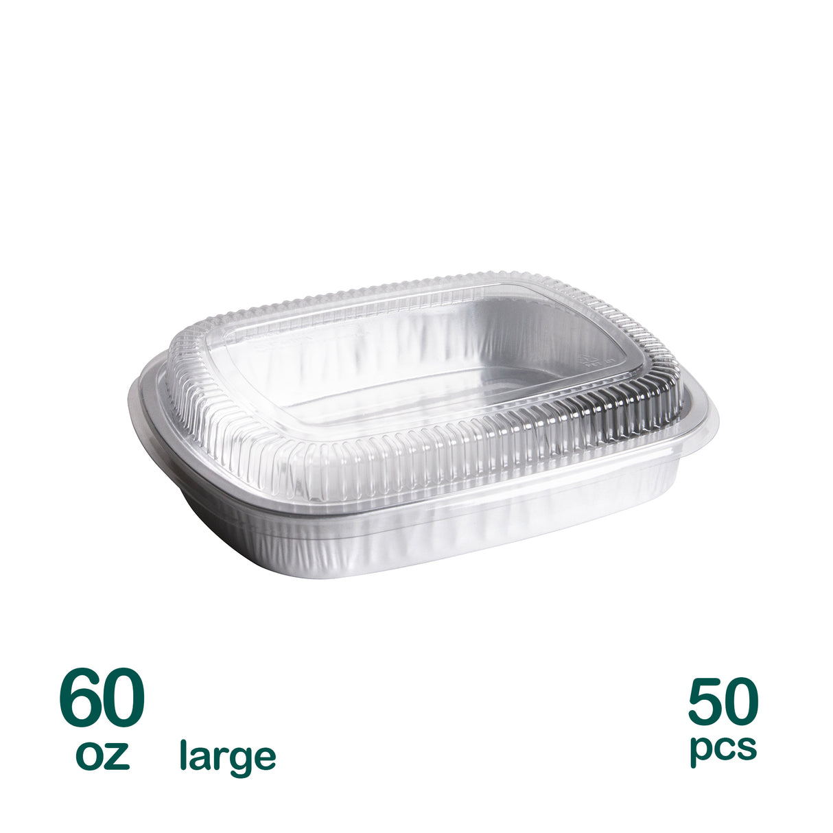 60oz Aluminum Smooth Wall Containers with Lids, 50 sets