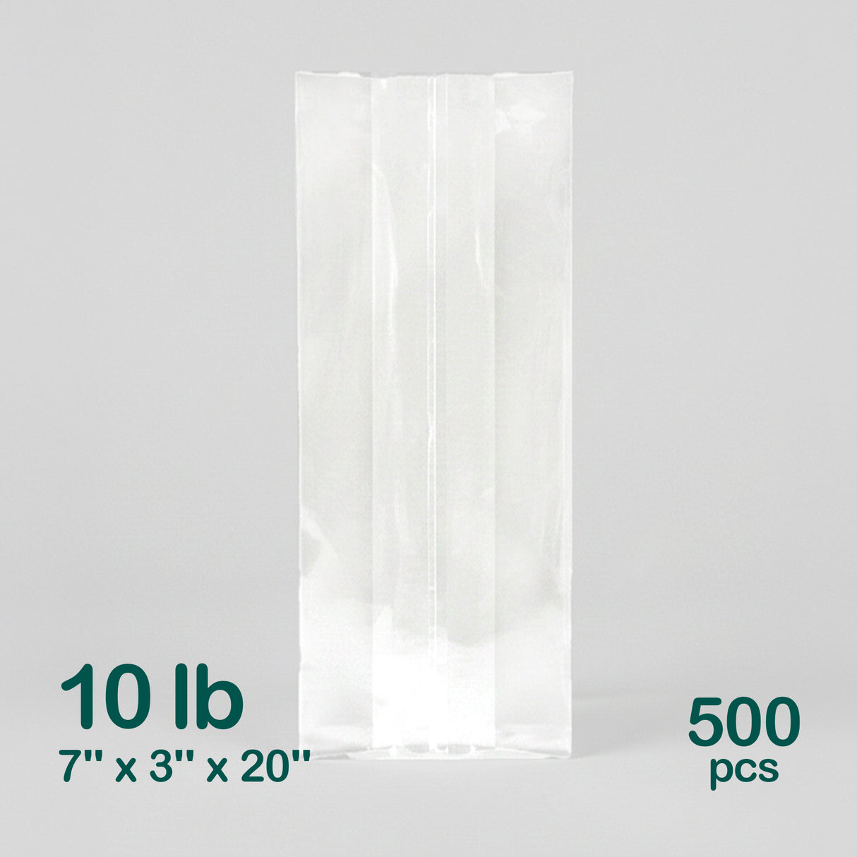 10LB Poly Bags (7'' x 3'' x 20''), 500 pcs