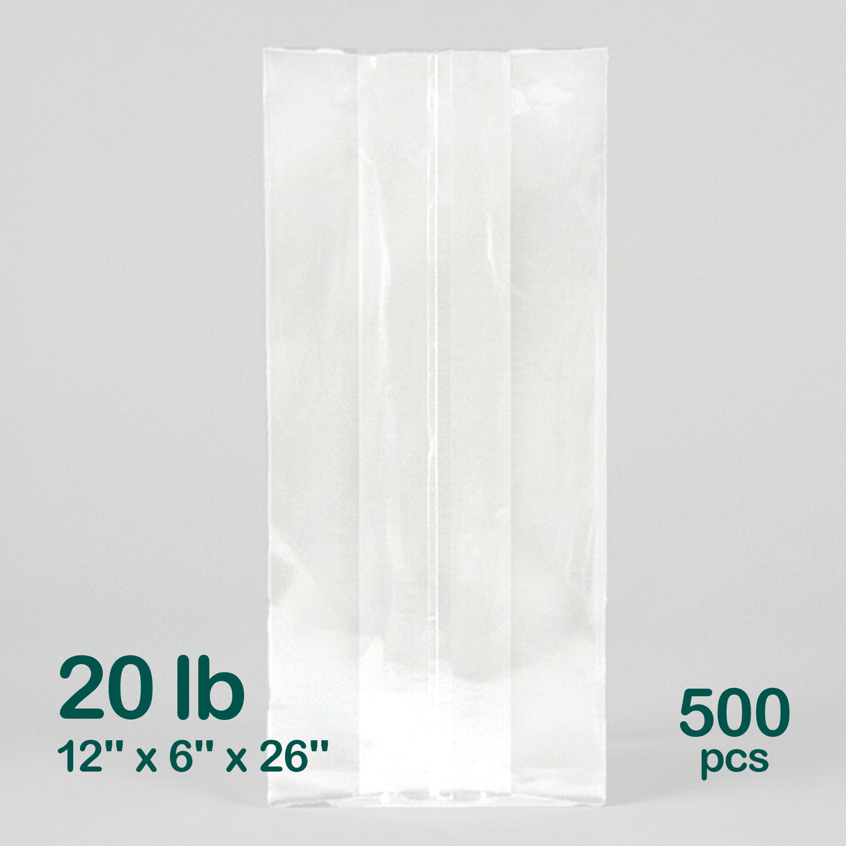 20LB Poly Bags (12''x6''x26''), 200 pcs
