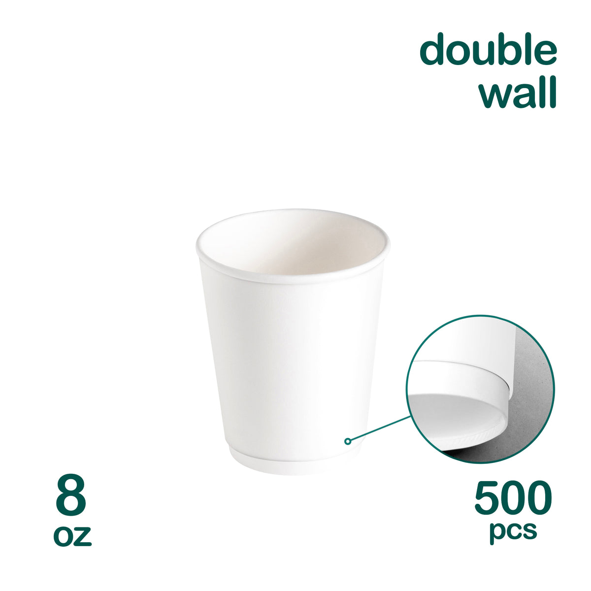 Double Wall White 8oz Paper Cups, 500pcs – pakpakgo