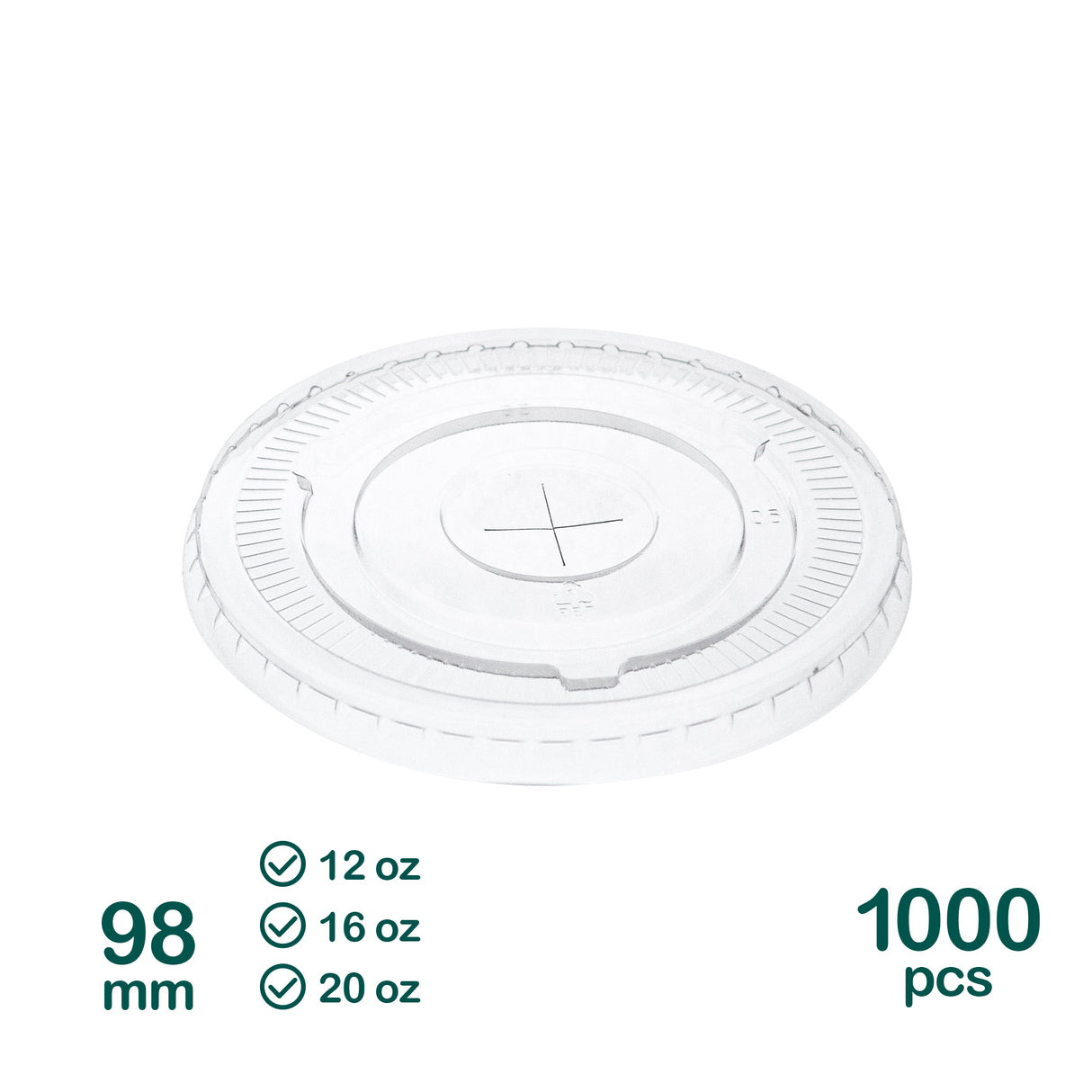 98mm Flat PET Lids for 12oz 16oz 20oz Plastic Cold Cups, 1000 pcs