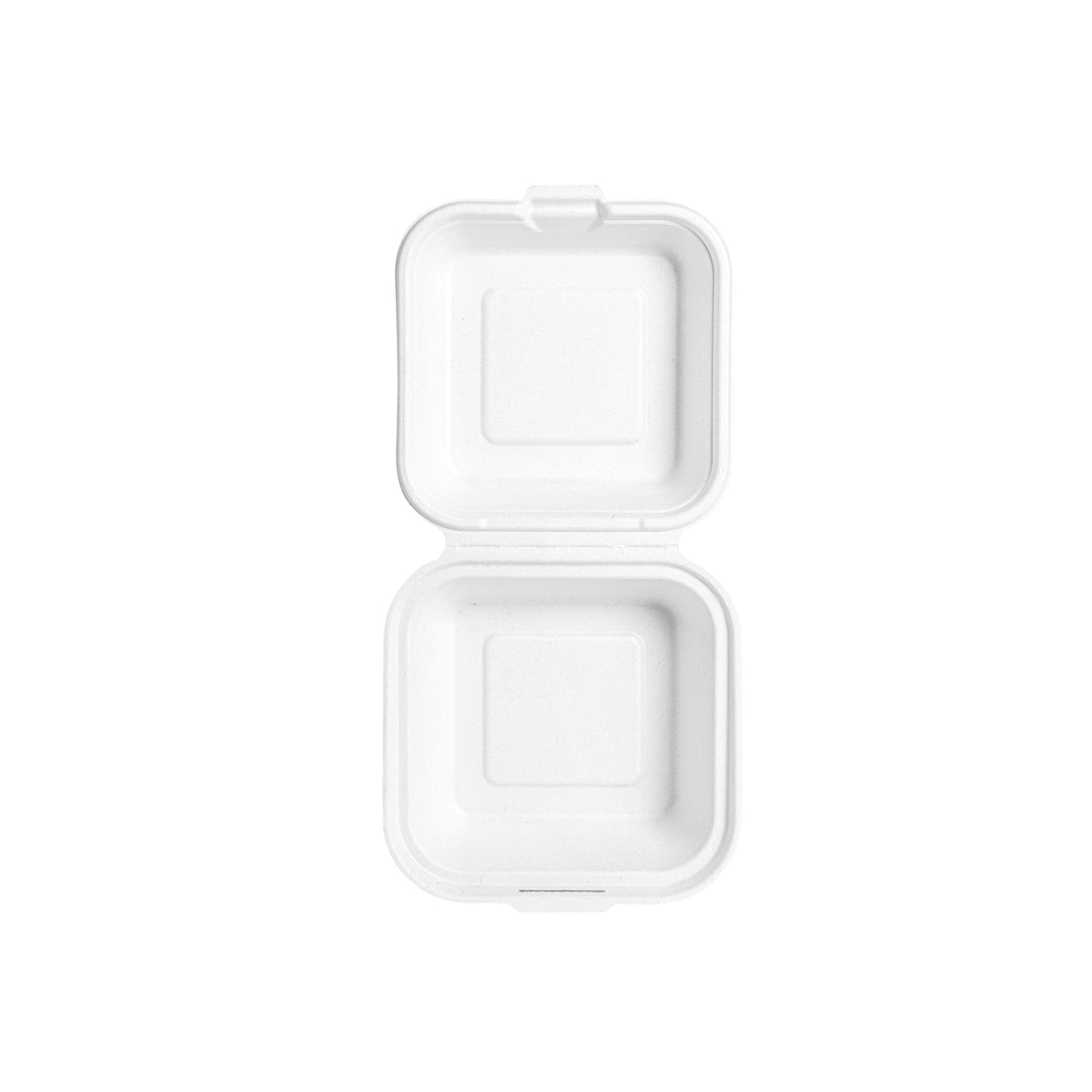 6 inch White Bagasse Clamshell Containers, 500 pcs