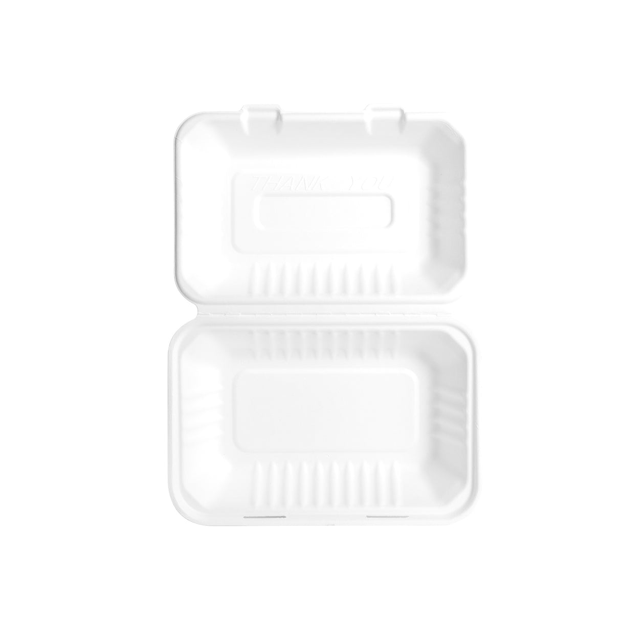 9x6 inch White Bagasse Clamshell Containers, 200 pcs