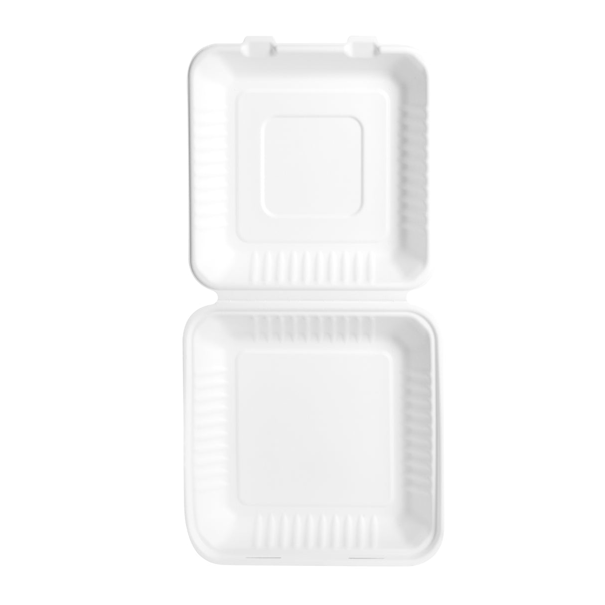 9 inch White Bagasse Clamshell Containers, 200 pcs