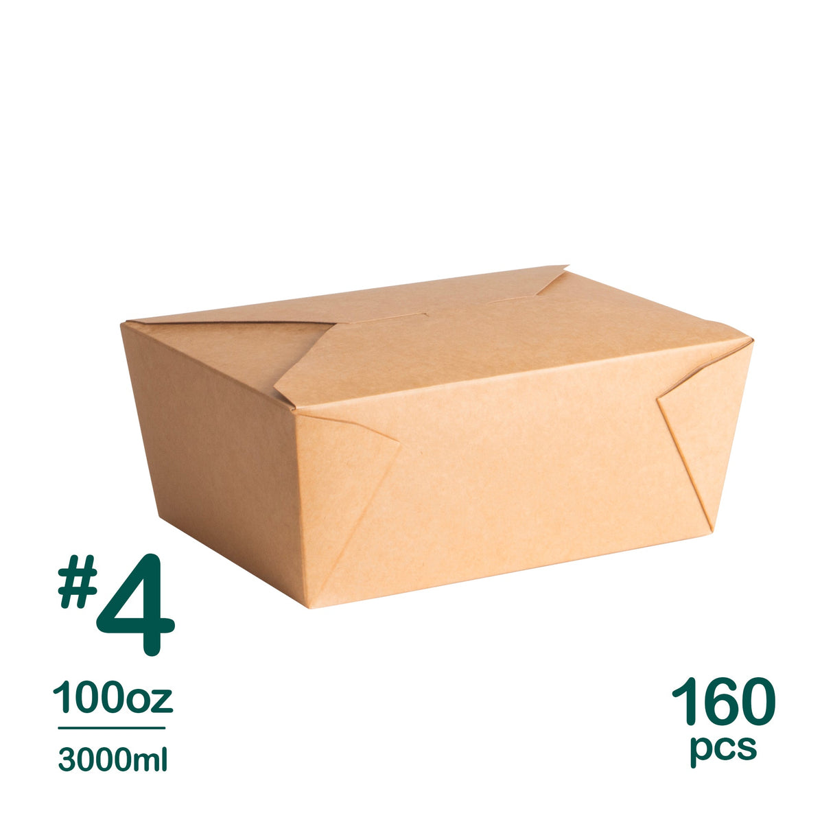 #4 Kraft Takeout Boxes, 160 pcs