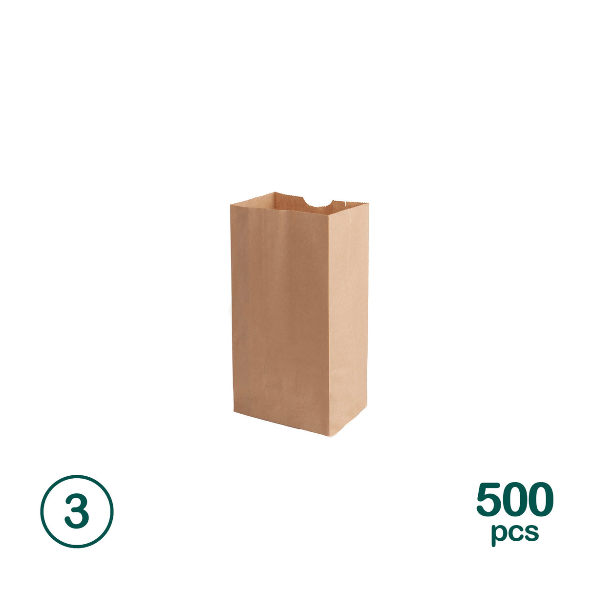 3LB Kraft Paper Bags, 500 pcs