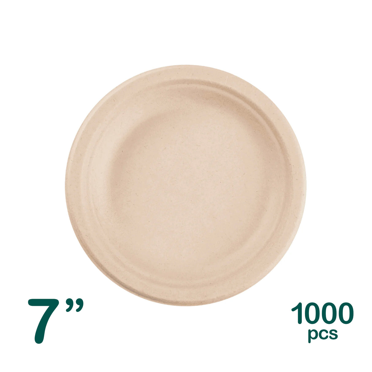 7 inch Bagasse Round Plates in Natural Colour, 1000 pcs