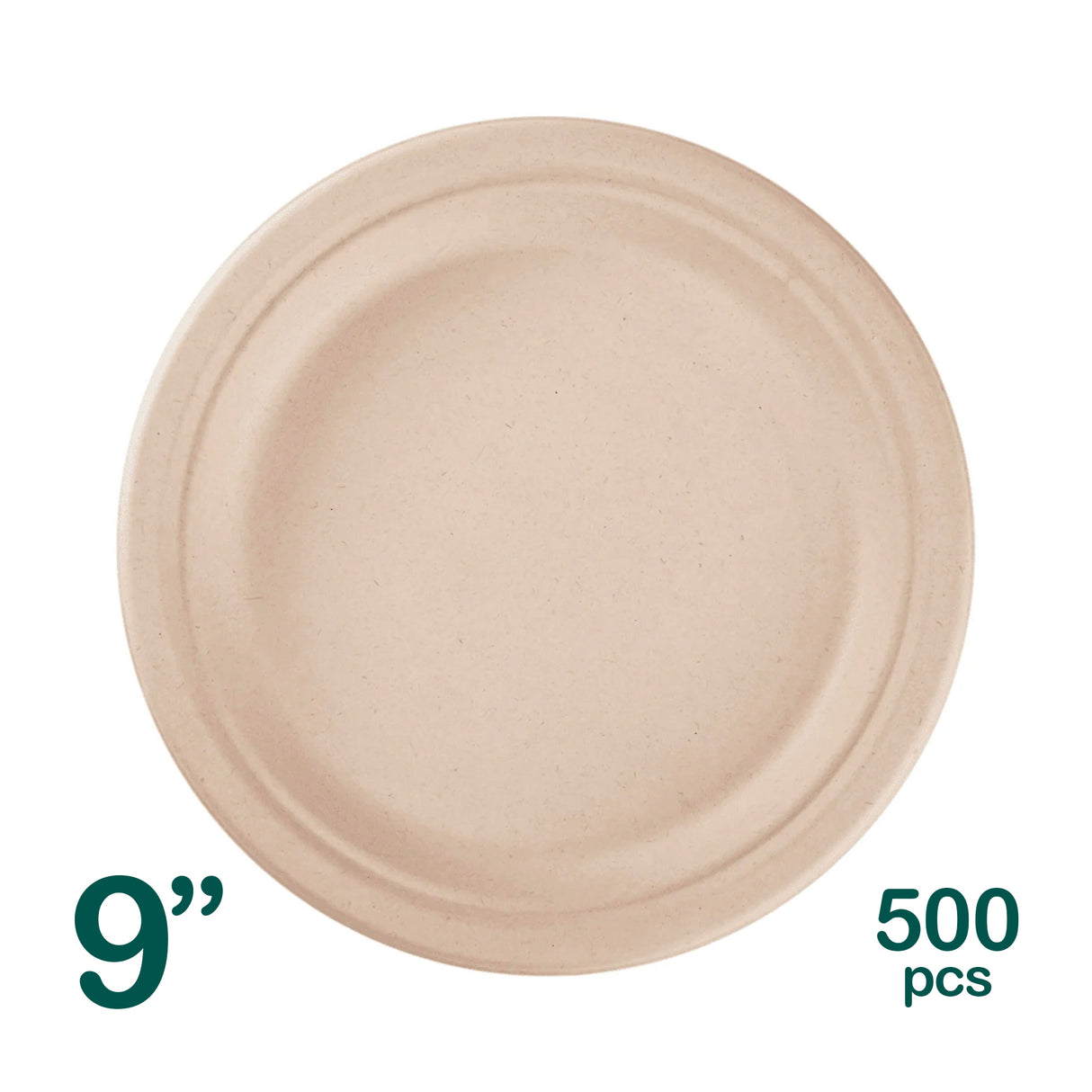 9 inch Bagasse Round Plates in Natural Colour, 500 pcs