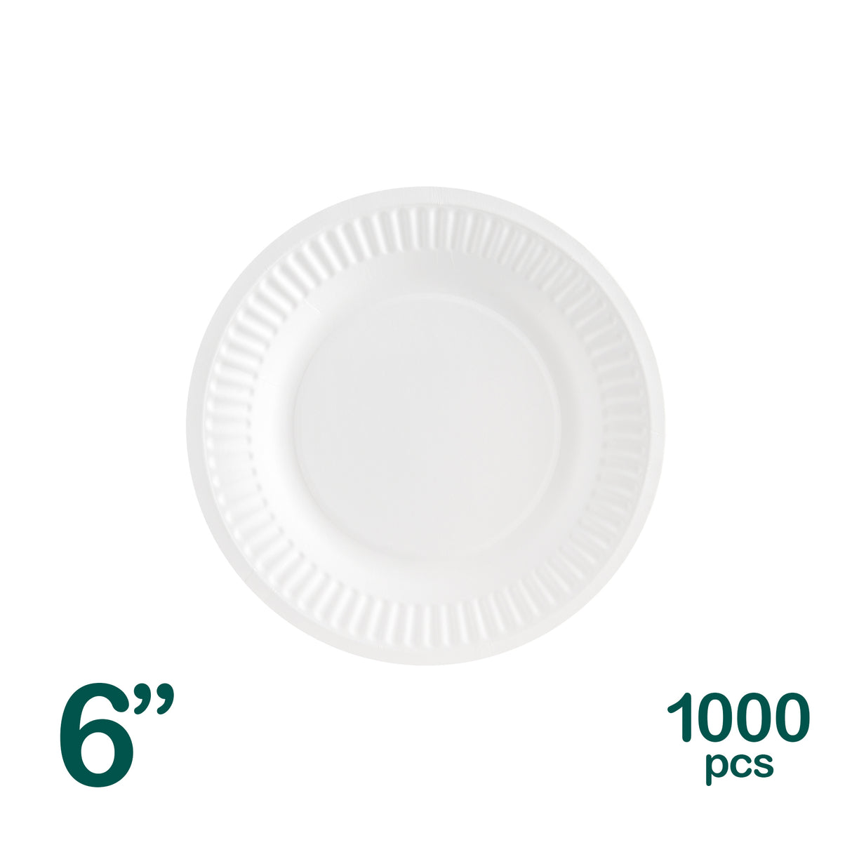 6 Inch White Paper Plates, 1000 pcs