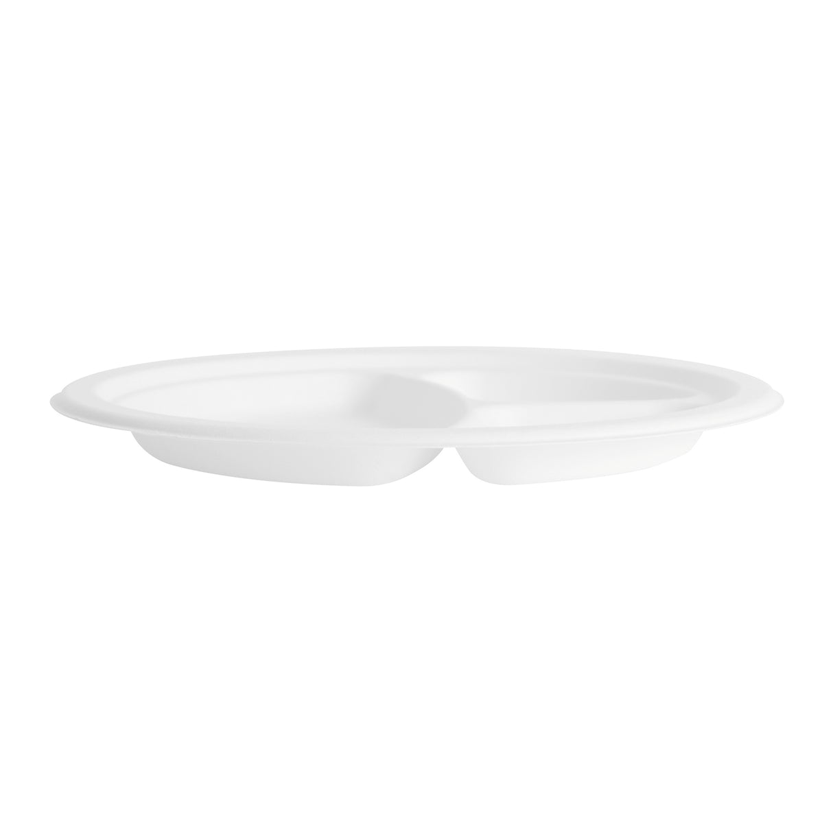 10 inch White Bagasse Round Plates, 3 Compartment, 500 pcs