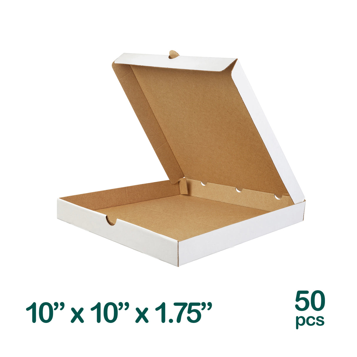 White Pizza Box 10x10x1.75 inch, 50 pcs