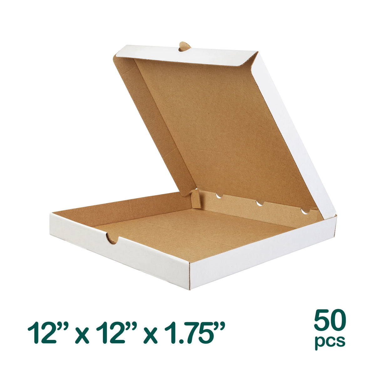 White Pizza Box 12x12x1.75 inch, 50 pcs