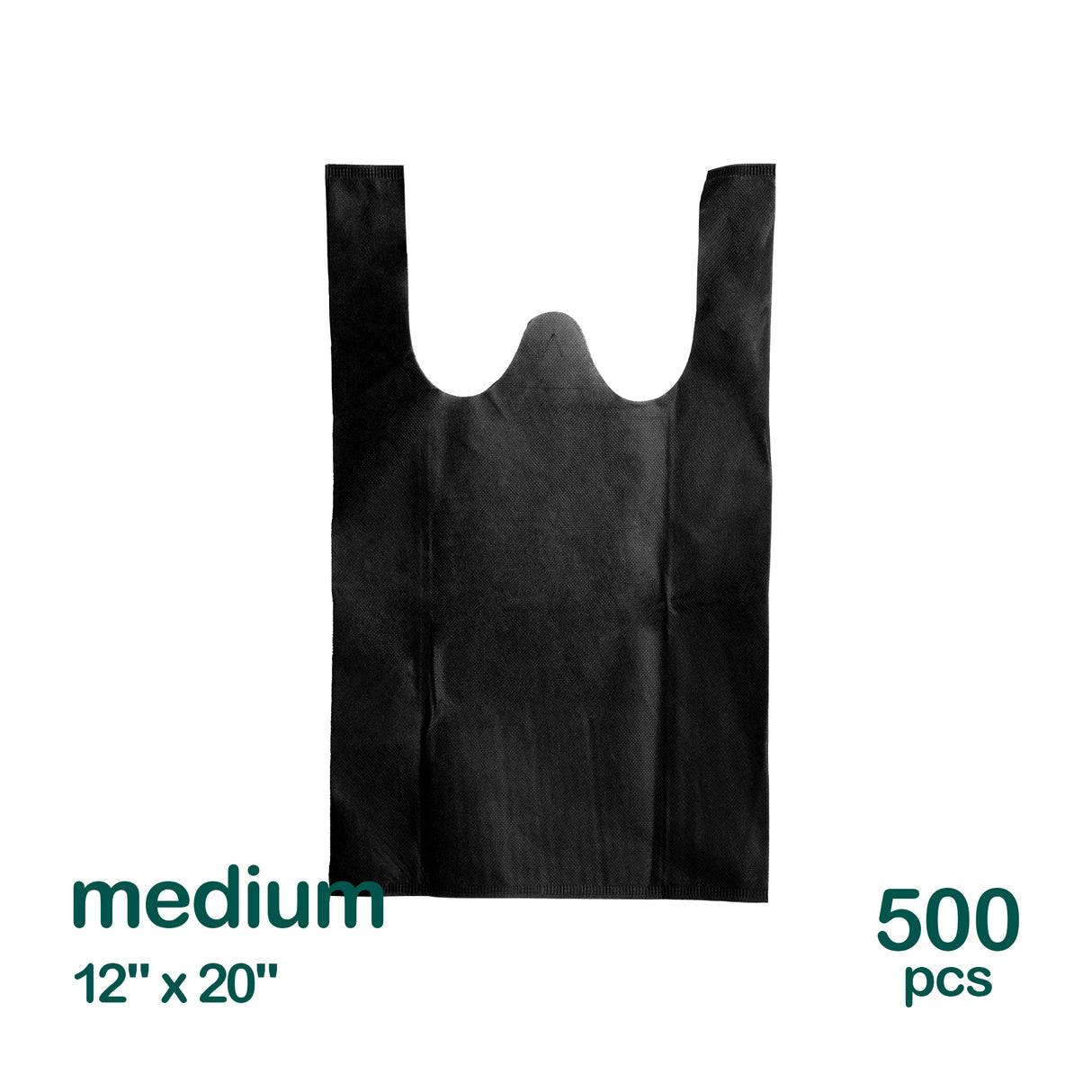 Medium Black Reusable Non-Woven Bags, 500 pcs