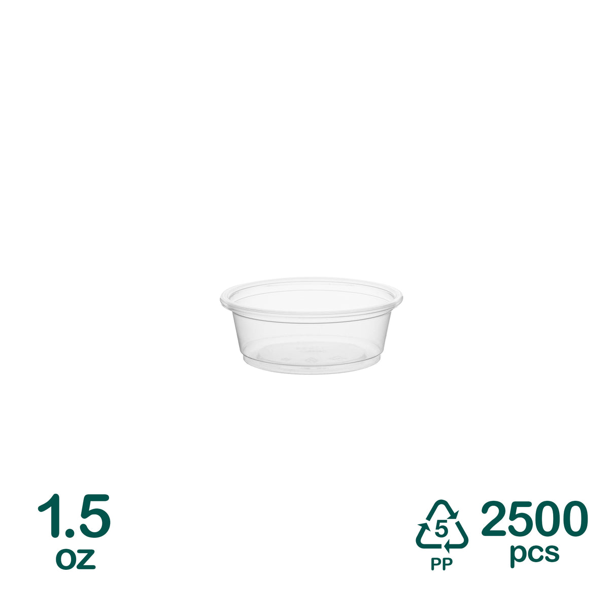 1.5oz Plastic Portion Cups, 2500 pcs