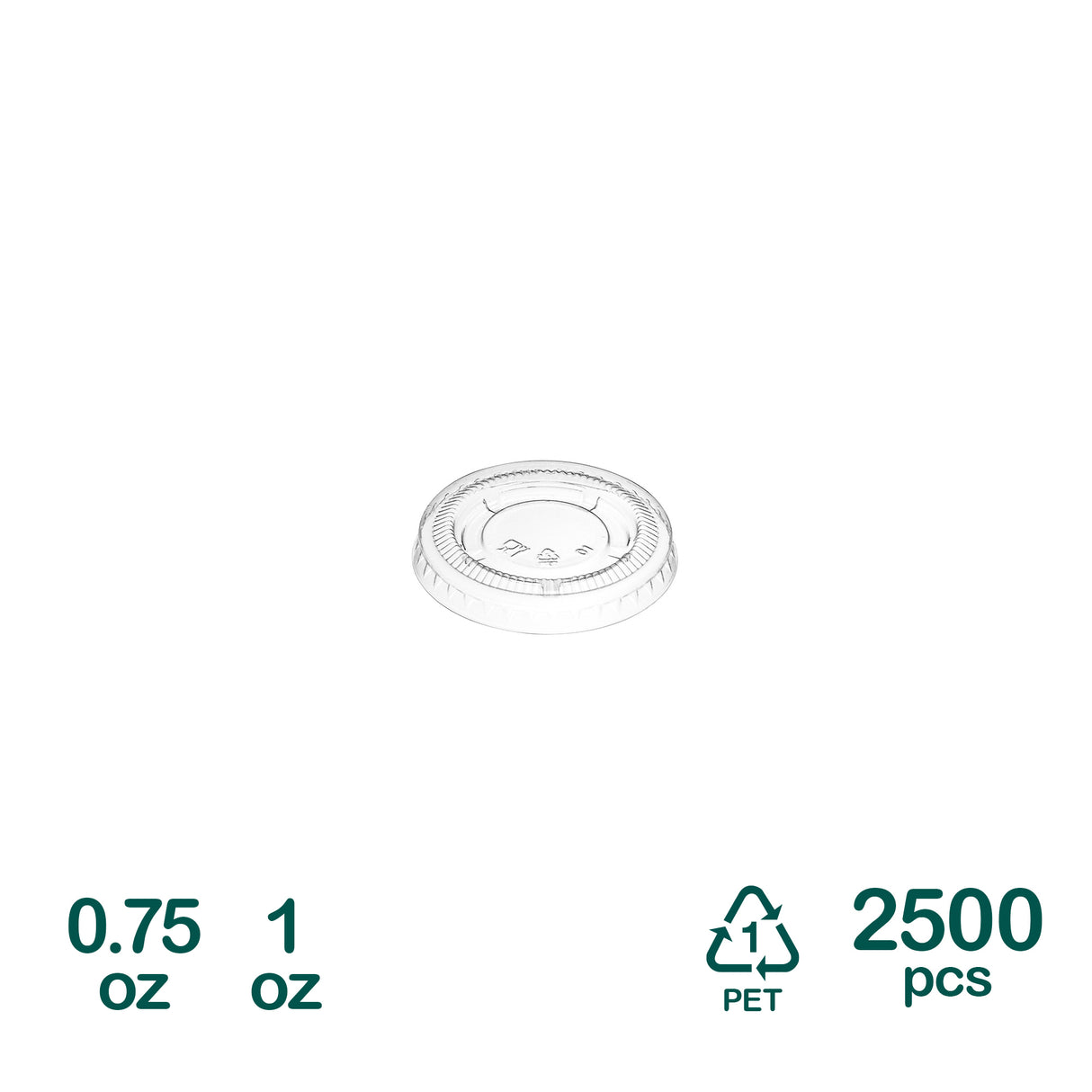 48mm Clear PET Lids for 1oz Portion Cups, 2500 pcs