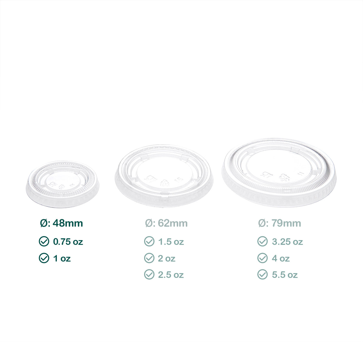 48mm Clear PET Lids for 1oz Portion Cups, 2500 pcs