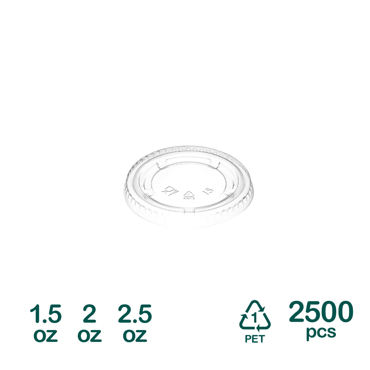 62mm Clear PET Lids for 1.5oz 2oz 2.5oz Portion Cups, 2500 pcs