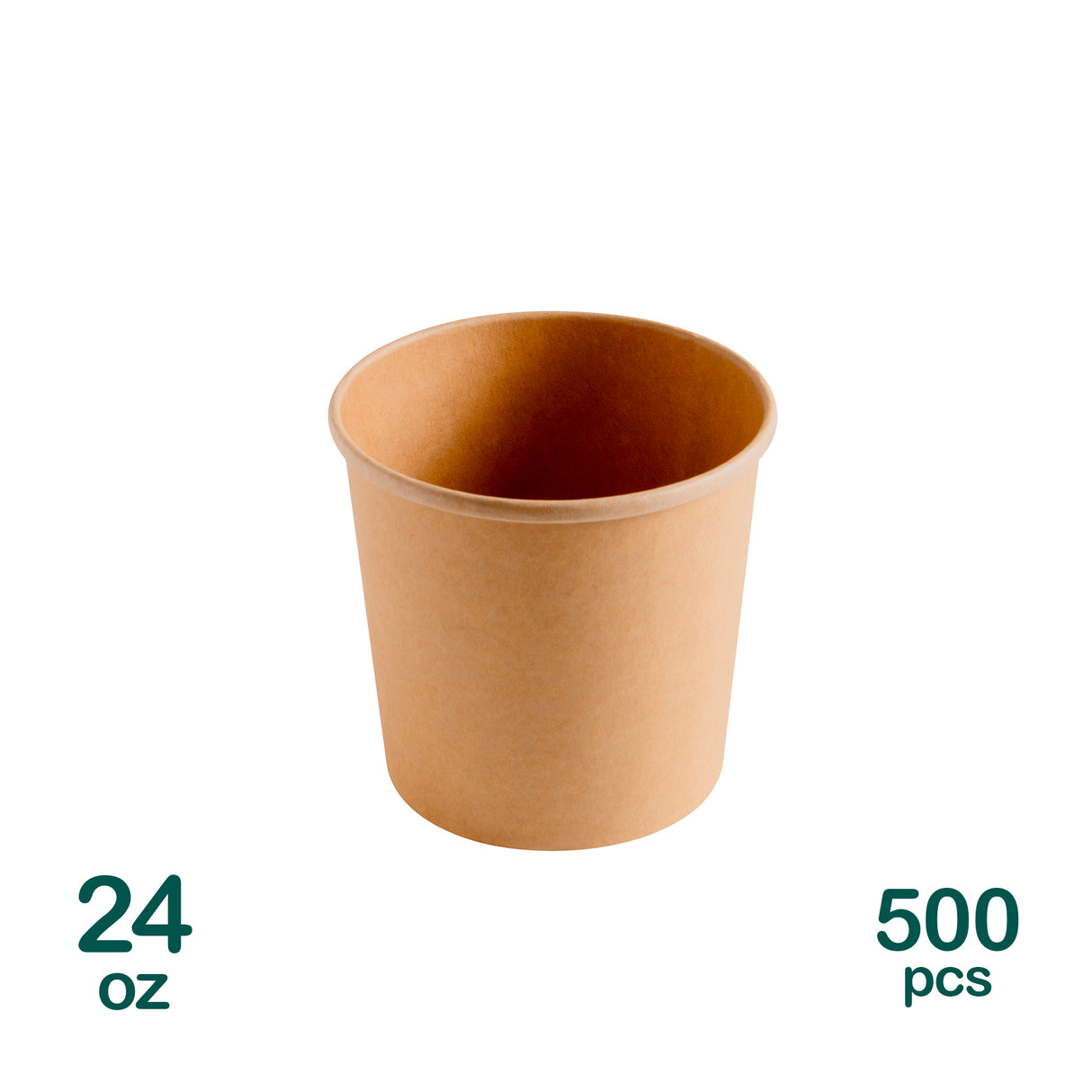 24oz Kraft Paper Cups, 500 pcs