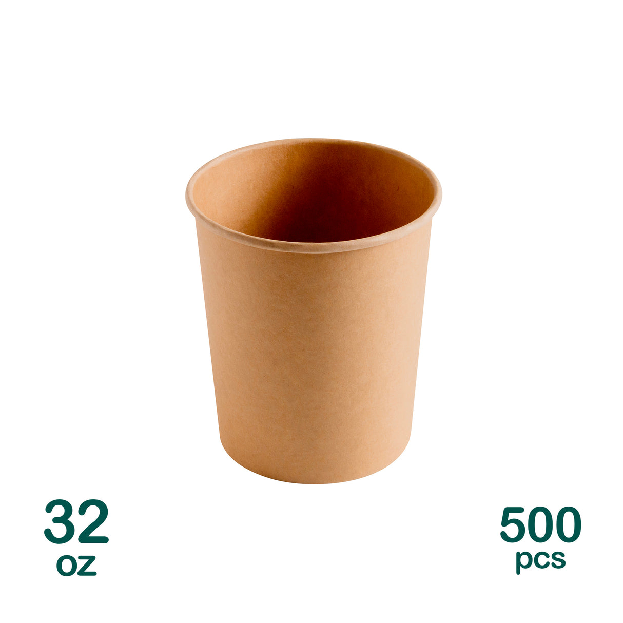 32oz Kraft Paper Cups, 500 pcs
