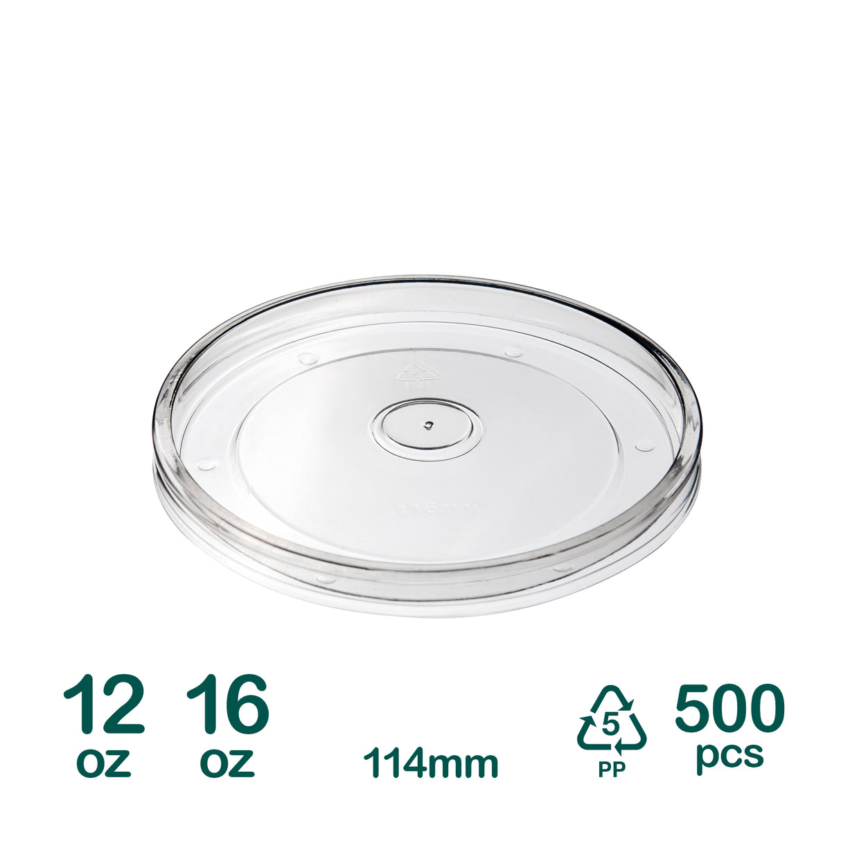 114mm Plastic Lids for 12oz 16oz Kraft Cups, 500 pcs