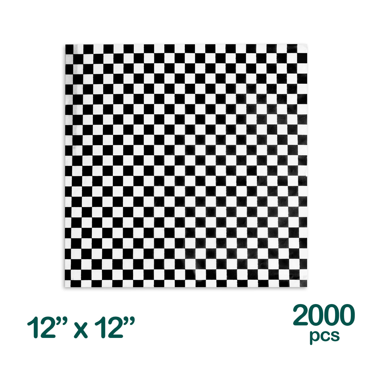12"x12" Black Checkered Paper, 2000 pcs
