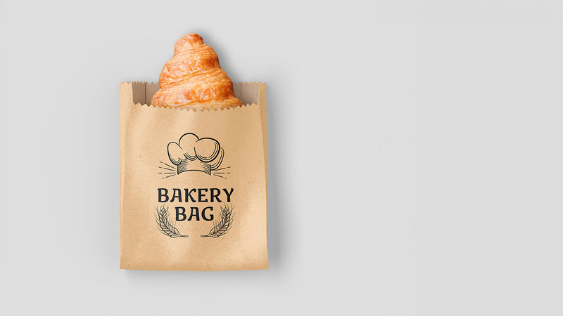 custom printed bakery bag with croissant inside