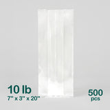 10LB Poly Bags (7'' x 3'' x 20''), 500 pcs