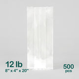 12LB Poly Bags (8"x4"x20"), 500 pcs
