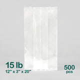 15LB Poly Bags (12'' x 3'' x 20''), 500 pcs