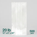 20LB Poly Bags (12''x6''x26''), 200 pcs