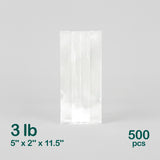 3LB Clear Poly Bags (5" x 2" x 11.5"), 500 pcs