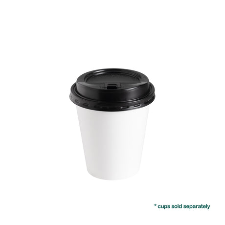 80mm Black PP Lids for 8oz Paper Cups, 1000 pcs