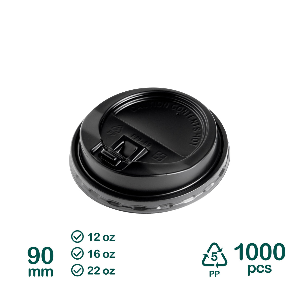 Black PP Lids for Paper Cups