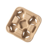 top view of 4-cup cup holder made from pulp