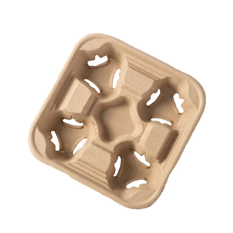 top view of 4-cup cup holder made from pulp