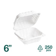 6 inch white MFPP clamshell food container