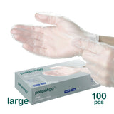 Large Clear Vinyl Gloves, L, 100 pcs