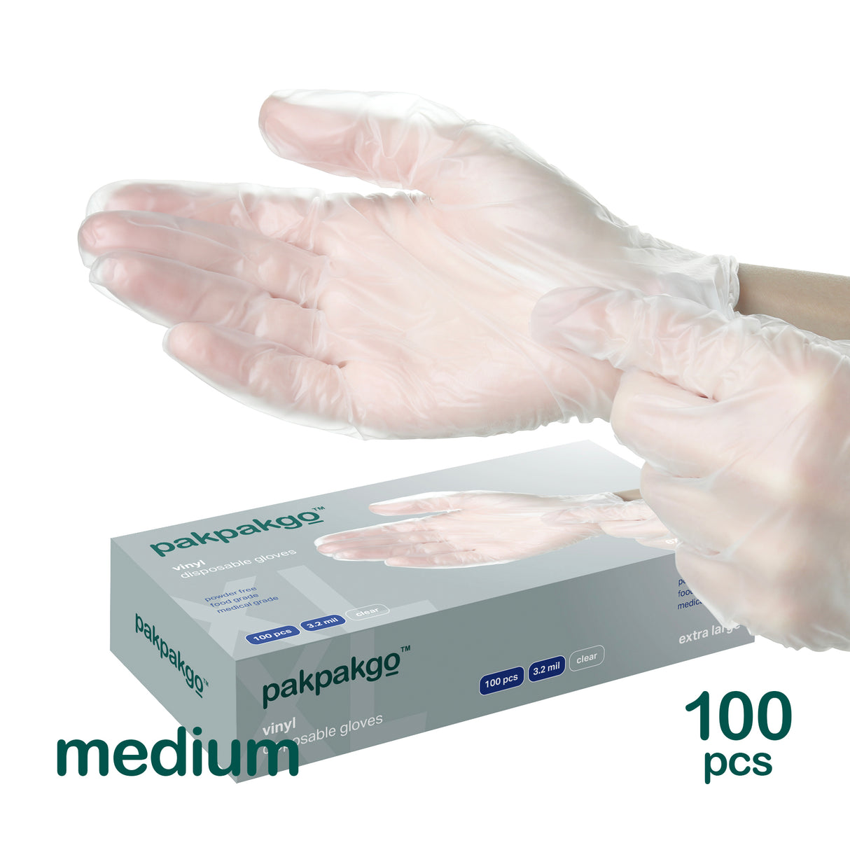 Medium Clear Vinyl Gloves, M, 100 pcs