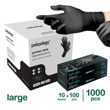 Bulk Pack Large Black Nitrile Gloves, 1000 pcs