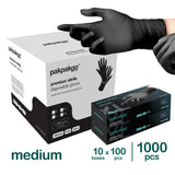 Bulk Pack Medium Black Nitrile Gloves, 1000 pcs