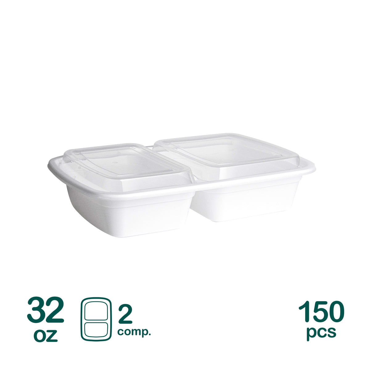 2 Compartment Rectangular Microwavable Containers with Lids – pakpakgo