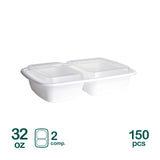 2 Compartment Rectangular Microwavable Containers with Lids