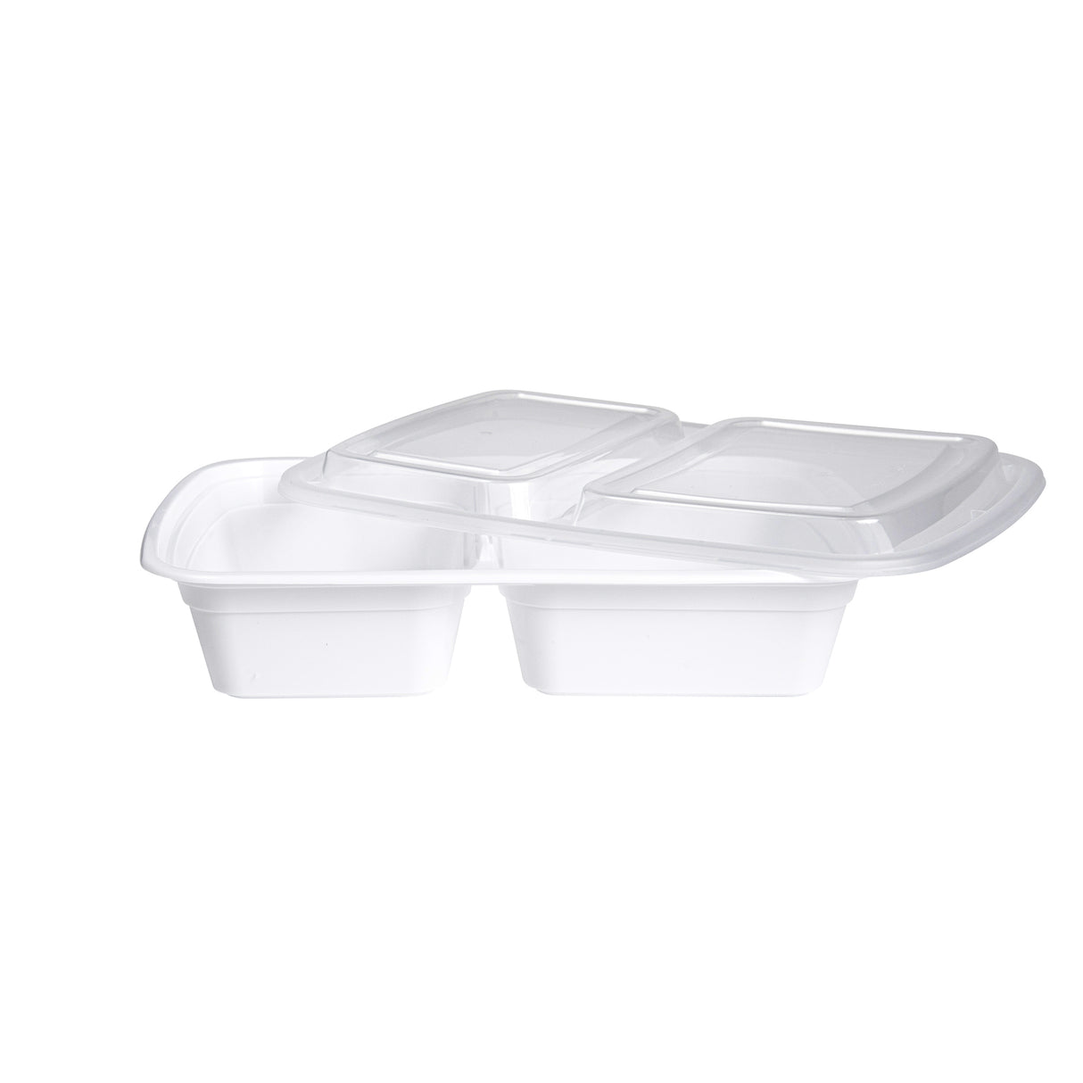 2 Compartment Rectangular Microwavable Containers with Lids