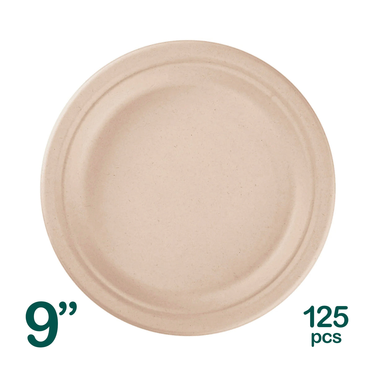 9 inch biodegradable bagasse plate in natural colour