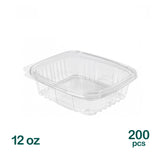 12oz Clear PET Hinged Deli Containers "AD12", 200 pcs
