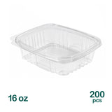 16oz Clear PET Hinged Deli Containers "AD16", 200 pcs